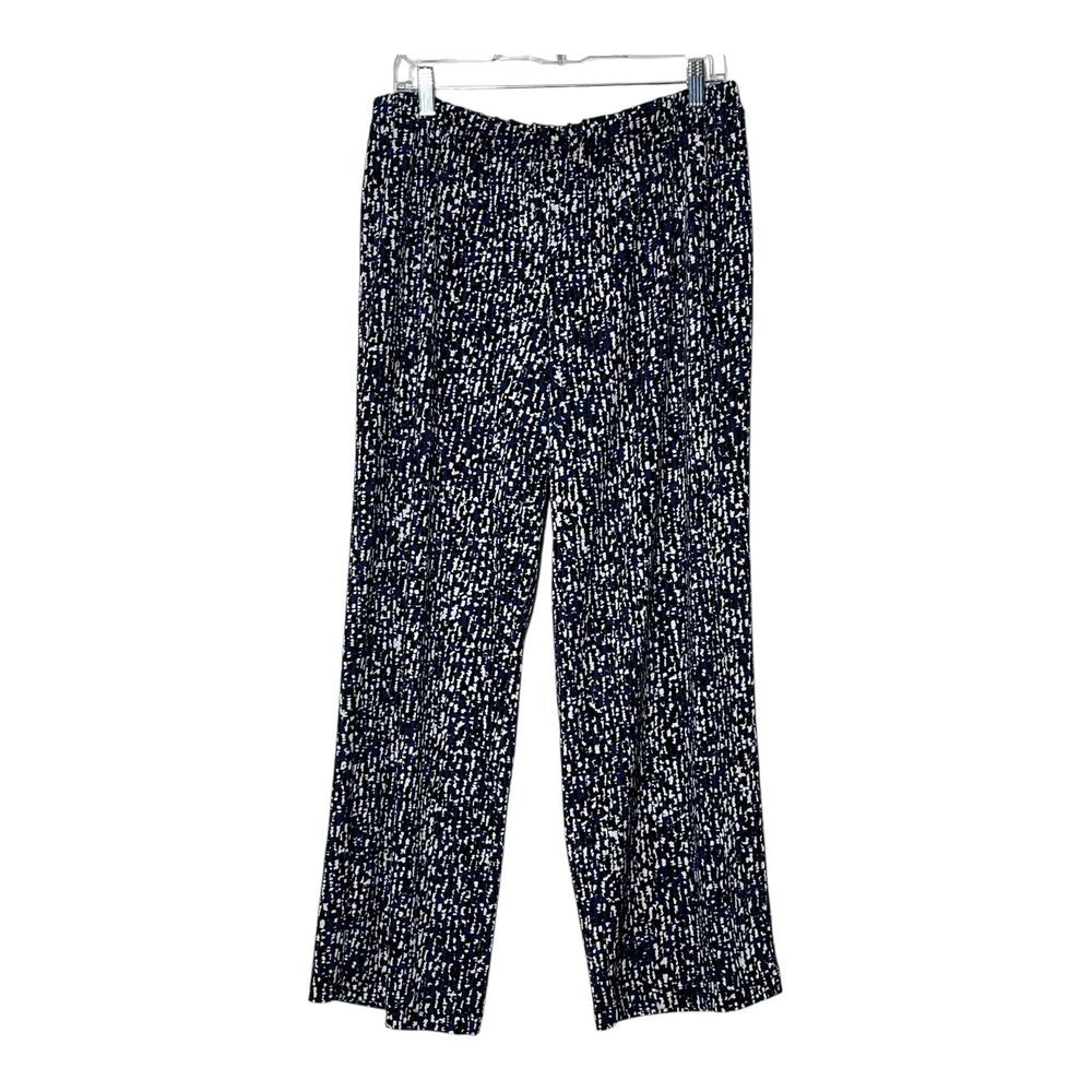 New Directions Petite Blue White Abstract Wide Leg Pull On Pants PXL Made in USA